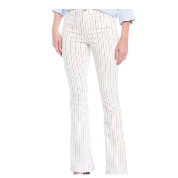 Chelsea & Violet Denim - Chelsea & Violet Flare Leg Bell Bottom Jeans White Striped Size 31 Waist
